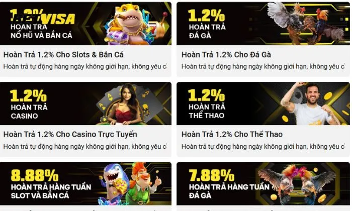 Khuyến mãi Betvisa Khuyến mãi hoàn trả Betvisa uy tín nhất